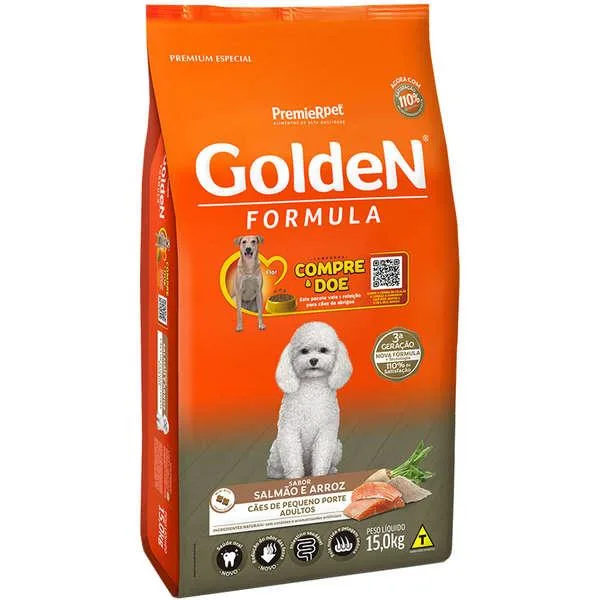 Golden Fórmula Cães Adultos Raça Pequena Salmao E Arroz 15Kg