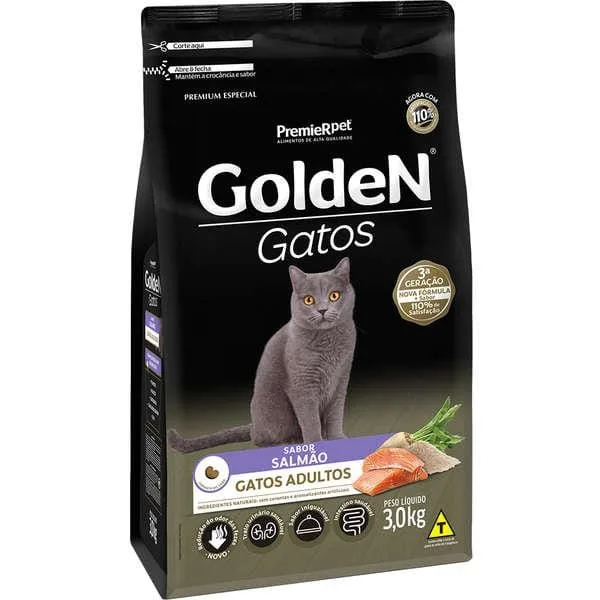 Golden Gatos Adultos Salmão 3Kg