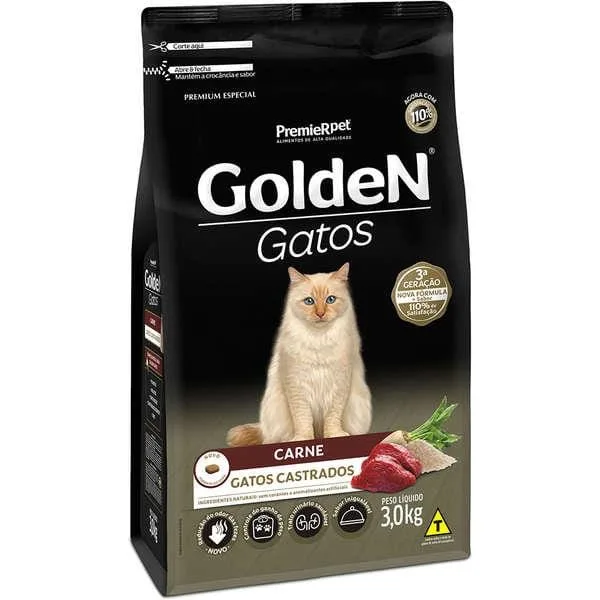 Golden Gatos Castrados Carne 10Kg