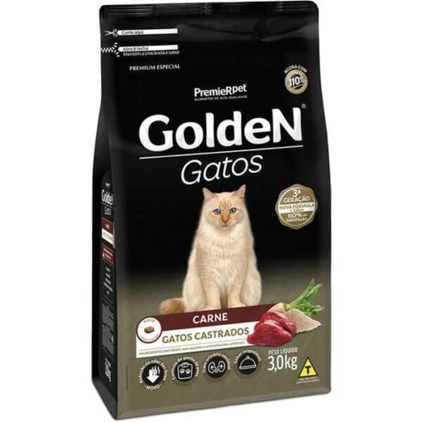 Golden Gatos Castrados Carne 3Kg