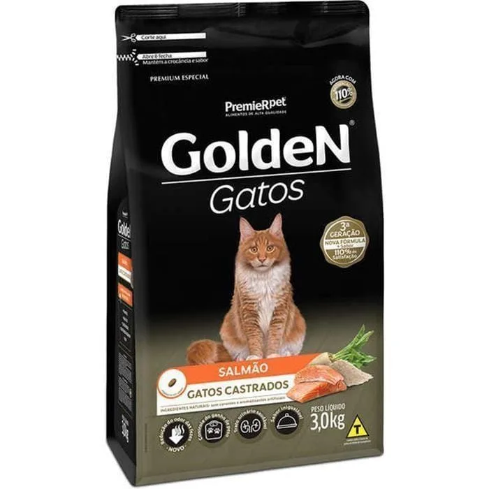 Golden Gatos Castrados Salmão 3Kg