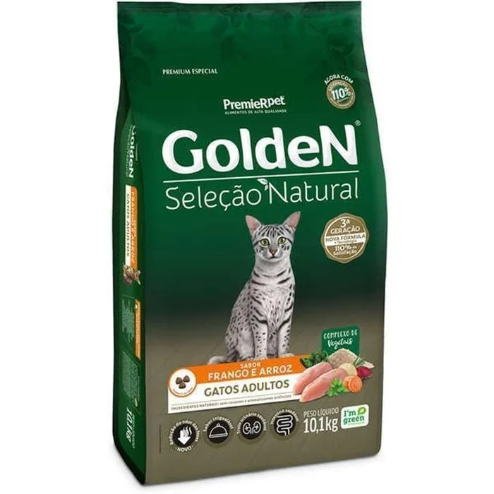 Golden Seleção Natural Gatos Adultos Frango E Arroz 10Kg