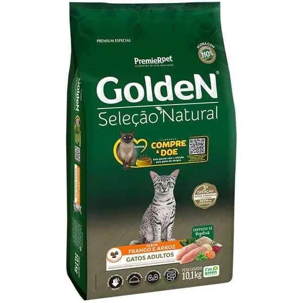 Golden Seleção Natural Gatos Adultos Frango E Arroz 10Kg