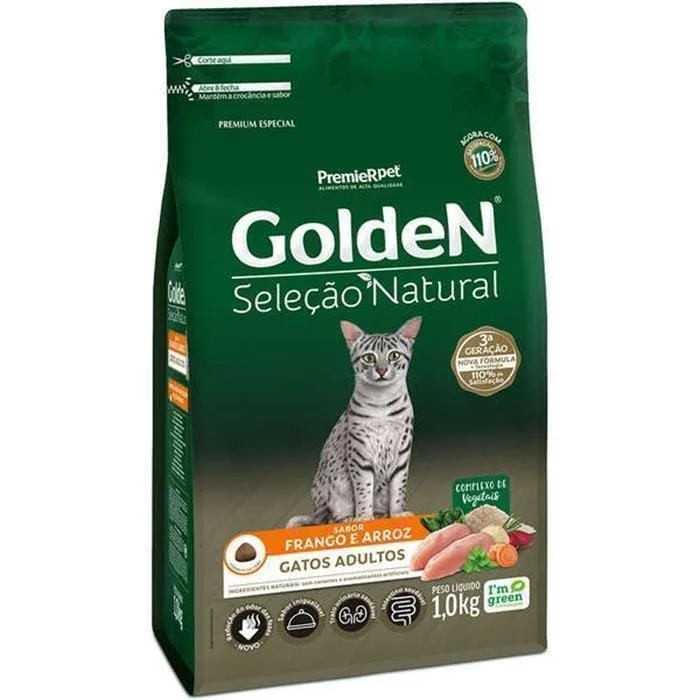 Golden Seleção Natural Gatos Adultos Frango E Arroz 1Kg