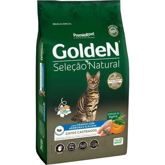 Golden Seleção Natural Gatos Castrados Abóbora 1Kg