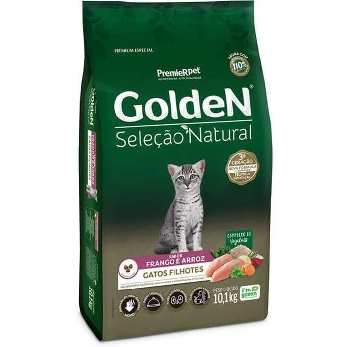 Golden Seleção Natural Gatos Filhotes Frango E Arroz 10Kg