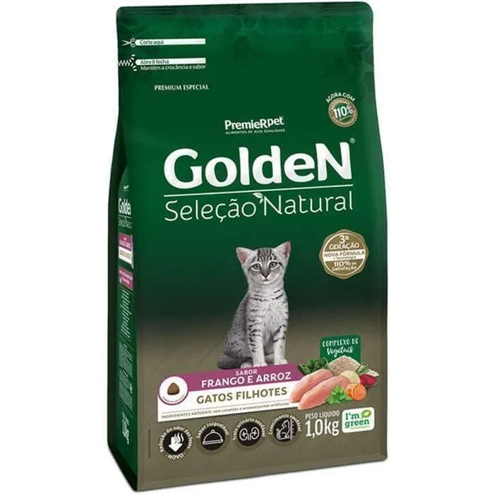 Golden Seleção Natural Gatos Filhotes Frango E Arroz 1Kg