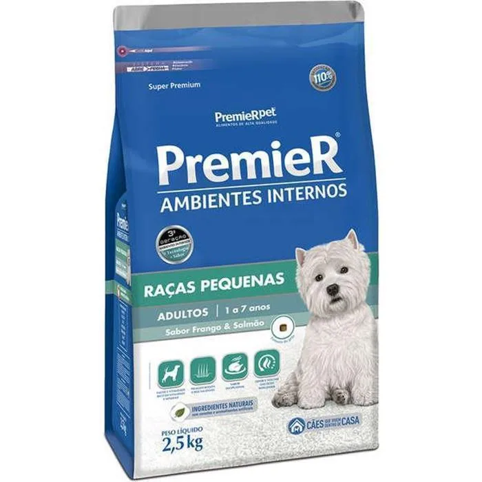 Premier Ambientes Internos Cães Adultos 2,5Kg