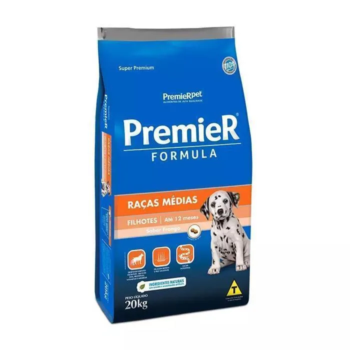 Premier Fórmula Cães Filhotes Raça Média 20Kg