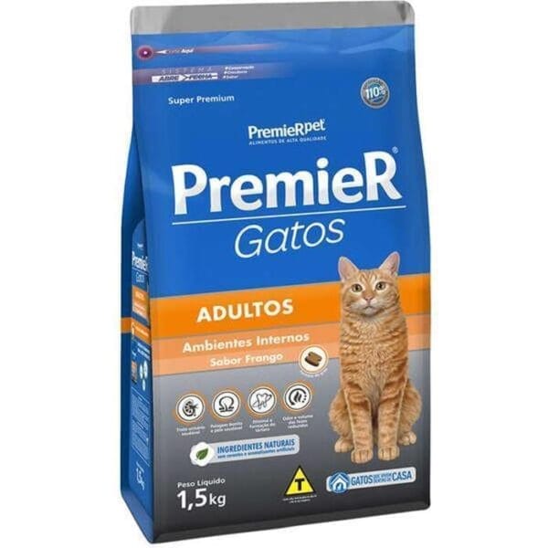 Premier Gatos Adultos Frango 1,5Kg