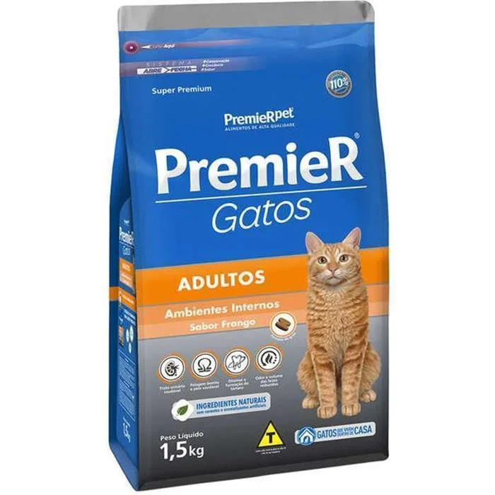 Premier Gatos Adultos Frango 1,5Kg