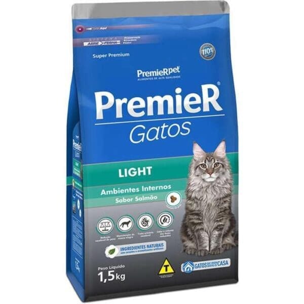 Premier Gatos Adultos Light Salmão 1,5Kg