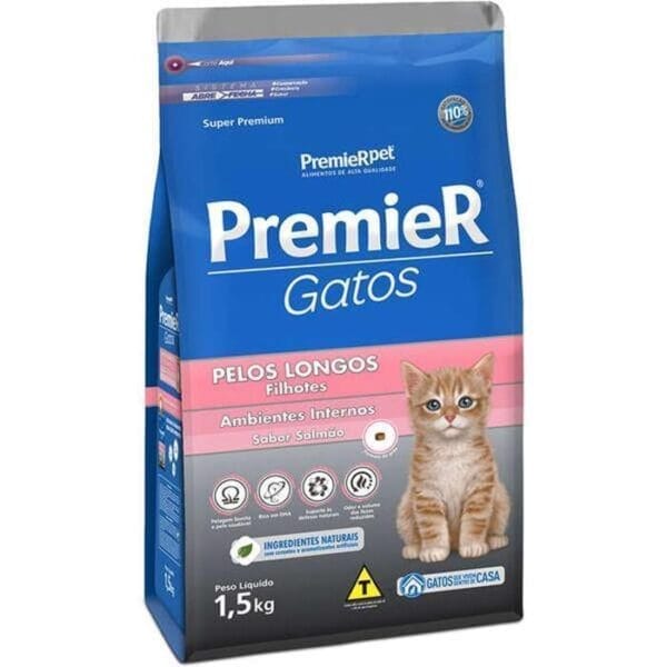 Premier Gatos Filhotes Pelos Longos Salmão 1.5Kg