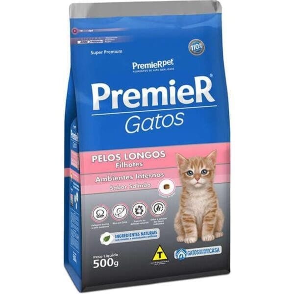 Premier Gatos Filhotes Pelos Longos Salmão 500G