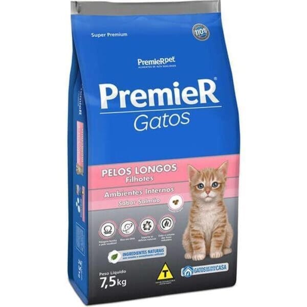 Premier Gatos Filhotes Pelos Longos Salmão 7,5Kg