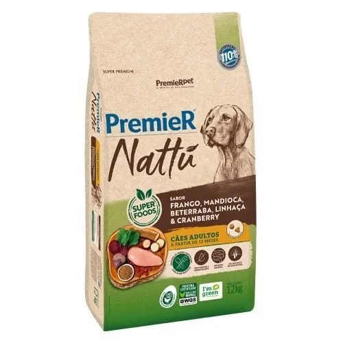 Premier Nattu Caes Adultos Mandioca 12Kg