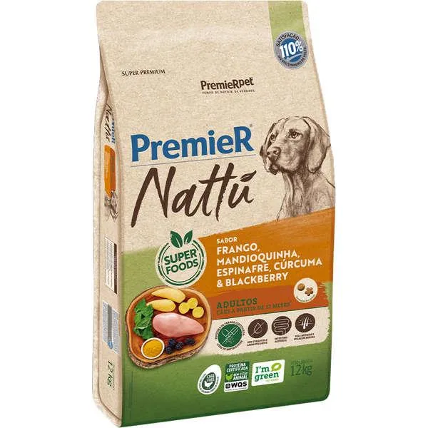 Premier Nattu Cães Adultos Mandioquinha 12Kg