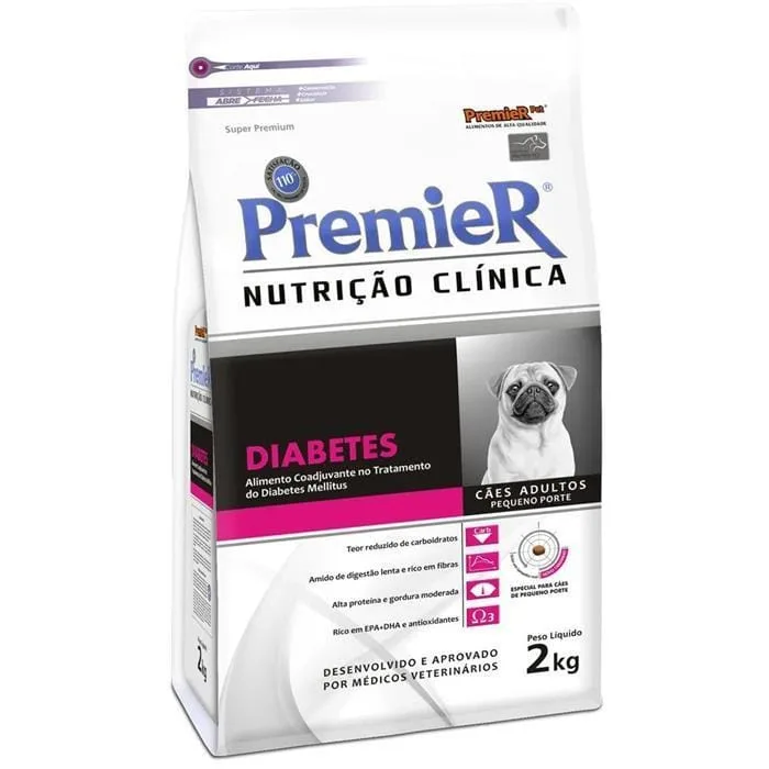 Premier Nutrição Clínica Cães Adultos Raça Pequena Diabetes 2Kg