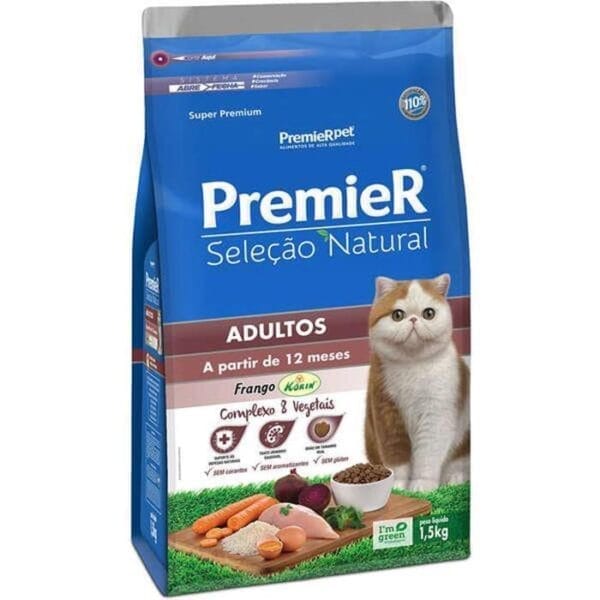 Premier Selecão Natural Gatos Adultos Frango 1.5Kg