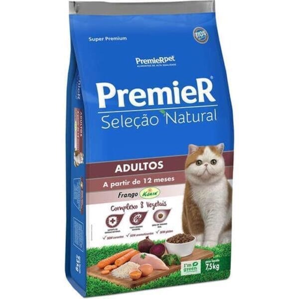 Premier Selecão Natural Gatos Adultos Frango 7.5Kg