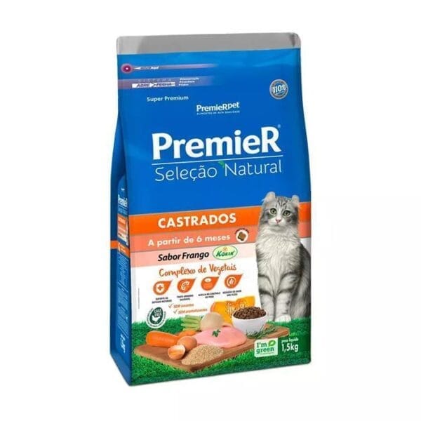 Premier Selecão Natural Gatos Castrados Frango 1.5Kg