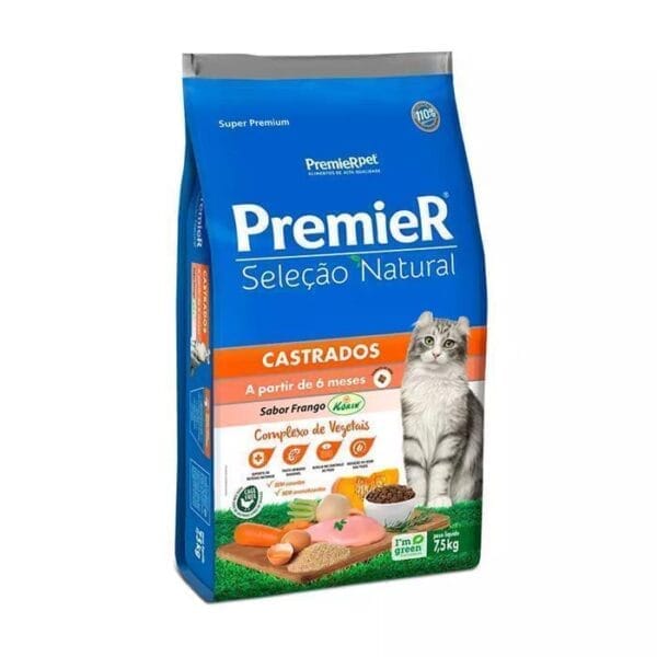 Premier Selecão Natural Gatos Castrados Frango 7.5Kg
