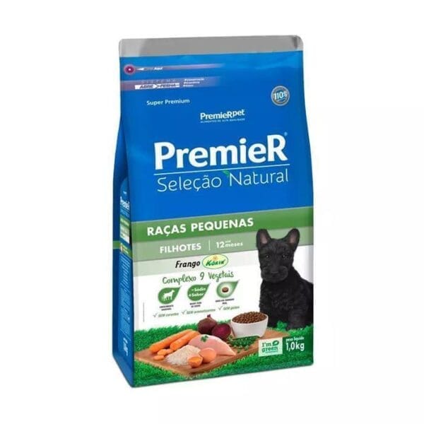 Premier Seleção Natural Cães Filhotes Raça Pequena Frango 1Kg