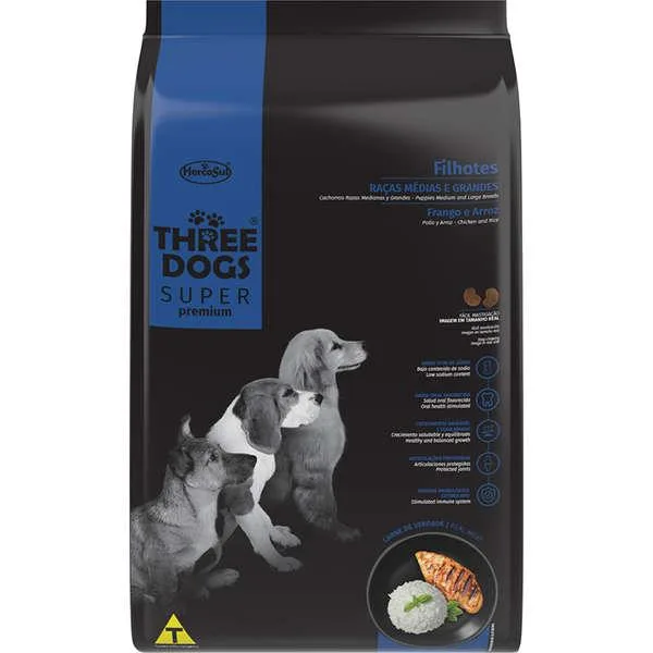 Three Dogs Sp Filhotes Raças Médias E Grandes 15Kg - Agropecuária