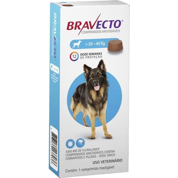 Bravecto Cães Oral 20 A 40Kg