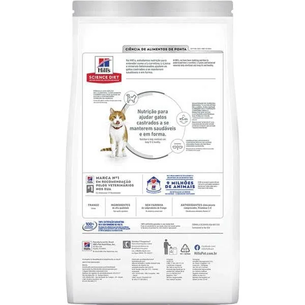 Hills Gatos Adultos Castrados Salmão 6Kg