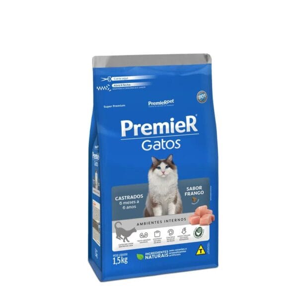 Premier Gatos Castrados Até 6 Anos Frango 1,5Kg
