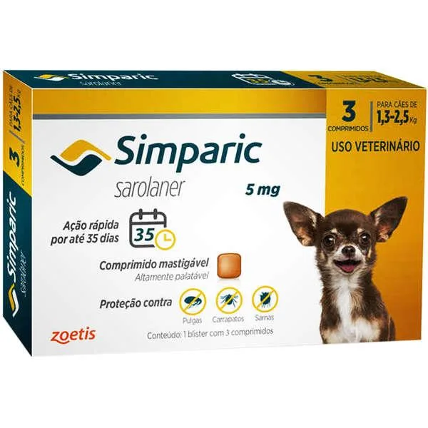 Simparic Cães 1,3 A 2,5Kg - Caixa 3 Unidades