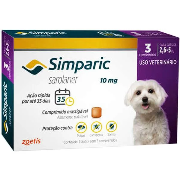 Simparic Cães 2,6 A 5Kg - Caixa 3 Unidades