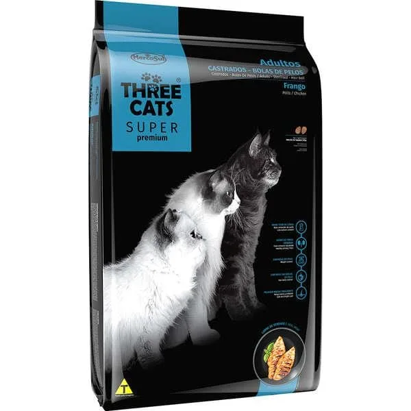 Three Cats Sp Bola Pelo Castrados Frango 10,1Kg