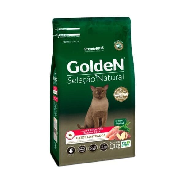 Golden Seleção Natural Para Gatos Castrados Sabor Frango Com Batata Doce 1Kg