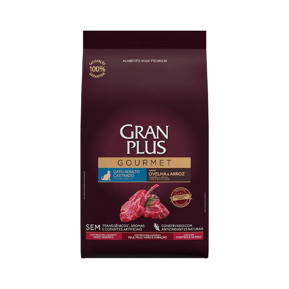 Granplus Gourmet Gatos Adultos Castrados Ovelha E Arroz 1Kg