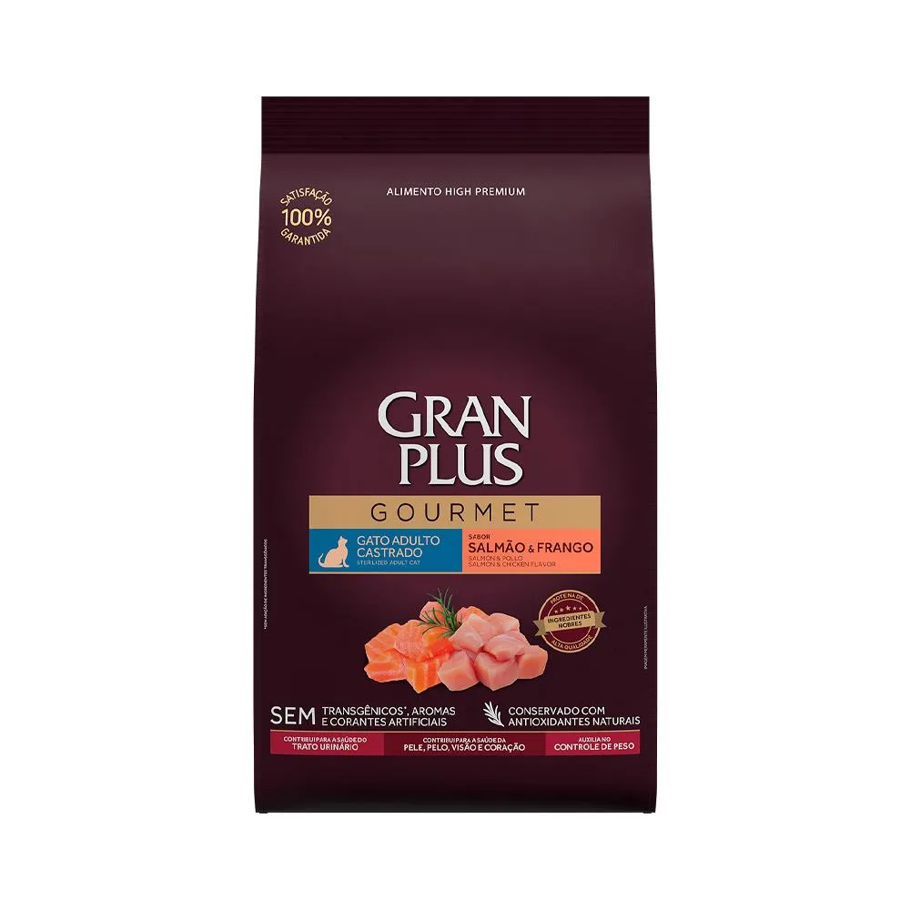 Granplus Gourmet Gatos Adultos Castrados Salmão E Frango 10Kg